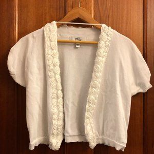 One 7 Six White Rosette Shrug